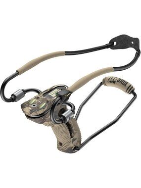 High-Power Slingshot with Double-X Speed Bands, .38 Cal Ammo & Leather Pouch